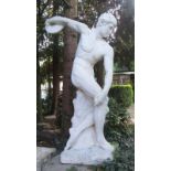 A composite stone statue of the Discobolus of Myron ( discus thrower ), a Greek sculpture figuring a