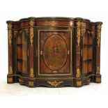 A 19th century French ebonised and gilt brass mounted Boulle credenza, the top over side ogee glazed