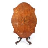 A Victorian walnut, boxwood strung and marquetry breakfast table,