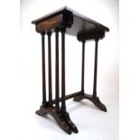 A reproduction mahogany and parquetry topped nest of two Regency style tables on reeded legs, h.