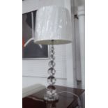 TABLE LAMPS, a pair, crystal, Art Deco design, with white shades, 83cm H.