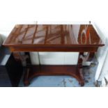 CONSOLE TABLE, mahogany, with curved supports and frieze drawer, 100cm W x 45cm d x 86cm H.