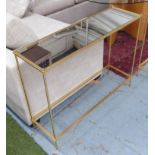 CONSOLE TABLE, silvered glass supported gilt frame base, 107cm x 32cm x 80cm H.