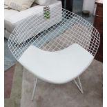 BERTOIA STYLE DIAMOND CHAIR, in white finish, 84cm x 70cm x 75cm.