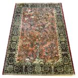 TREE OF LIFE DESIGN SILK RUG, 167cm x 114cm, all over design with complimentary borsers.