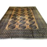 GOLD AFGHAN CARPET, 363cm x 285cm, all over tribal gul design within complimentary borders.