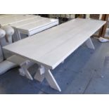 DINING TABLE AND BENCH, in the Nordic style white painted, 240cm x 90cm x 76cm.