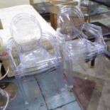 GHOST CHAIRS, a set of six, in clear lucite, 54cm W.