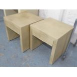 BEDSIDE TABLES, a pair, contemporary in faux crocodile finish, 50cm x 50cm x 50cm.