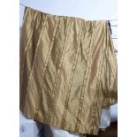 CURTAINS, a pair, gold striped, lined and interlined,