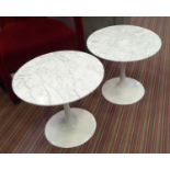 SIDE TABLES, a pair, tulip style, after Saarinen, 50cm x 46cm dia.