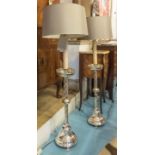 CANDLESTICK LAMPS, a pair,