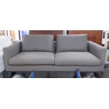 CAMERICH SOFA, two seater in grey fabric on metal frame with square supports, 226cm L.