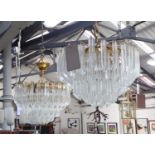 CHANDELIERS, a pair, vintage Italian Murano Triedri, 45cm W.