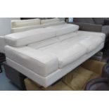 ROCHE BOBOIS SOFA, in a white leather finish with articulating back rests, 200cm x 105cm x 85cm.