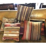 KILIM CUSHIONS, six examples in various designs.