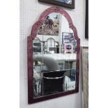 MIRROR, 1950's Art Deco, Venetian style with lilac glass border, 100cm H x 65cm W.