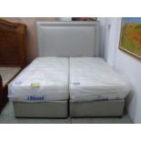 MATTISON DOUBLE BED, 6ft (twin 3ft) with headboard in slivered fabric with deluxe mattress.