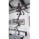 CHANDELIER, by Matt Livsey Hammond, bronze of sculptural arboreal form, with crystal droplets,