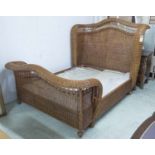 RALPH LAUREN HOME, conservatory wicker carriage sleigh bed, 200cm x 250cm x 170cm approx.