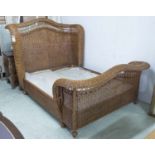 RALPH LAUREN HOME, conservatory wicker carriage sleigh bed, 200cm x 250cm x 170cm approx.