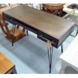 METAL DESK, with three drawers below on metal strut supports, 121cm x 51cm x 81cm H.