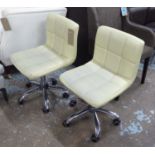 DESK CHAIRS, a pair, ivory leather and chrome.