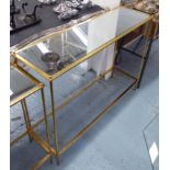 MIRRORED CONSOLE TABLE, in gilded metal finish, 107cm x 32cm x 80cm H.