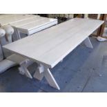 NORDIC STYLE DINING TABLE AND BENCH, white painted, 240cm x 90cm x 76cm.