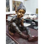 BRONZE seated elf, realistically cast, 59cm H.