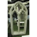 GOTHIC MIRRORS, a pair, reconstituted stone, 78cm H.