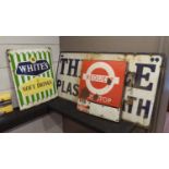 SELECTION OF VINTAGE SIGNAGE, including adverts for whites soft drinks and thistle lathe plaster,