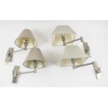 CASADISAGNE WALL LIGHTS, two pairs, nickel plated with grey shades and adjustable arms, 28cm H.