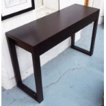 CONSOLE TABLE, dark wood, contemporary style with two drawers, 45cm D x 138cm W.