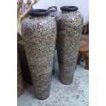 TALL MOSAIC VASES, a pair, 120cm H.