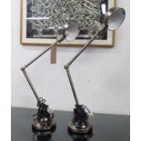 TABLE LAMPS, a pair, in metal anglepoise style, 61cm H.