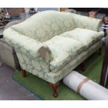 WESLEY BARREL SOFA, two seater in silk floral fabric on paw supports, 193cm L.