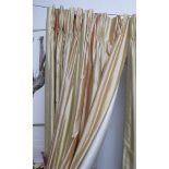 CURTAINS, a pair, gold and copper silk stripe, 285cm dropped by 125cm gathered,