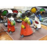 DECORATIVE FIGURES OF THREE MICE, in painted metal finish, 38cm H.