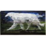 21ST CENTURY SCHOOL 'White Dog', oil on canvas, 93cm x 170cm.