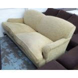 GEORGE SMITH SOFA, Howard style, in gold upholstery, 205cm L x 110cm W x 85cm H.