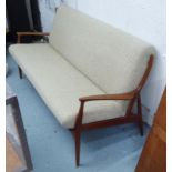 VINTAGE DANISH DESIGN SOFA, with later neutral upholstery, 170cm L.