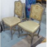 DINING CHAIRS, a set of fourteen, Louis XV style, with grey and gilt painted show frames,