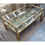 PIERRE VANDEL LOW TABLE, with a bevelled glass top and mirrored undertier,