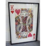DECOUPAGE OF THE KING OF HEARTS, framed and glazed, 145cm x 100cm.