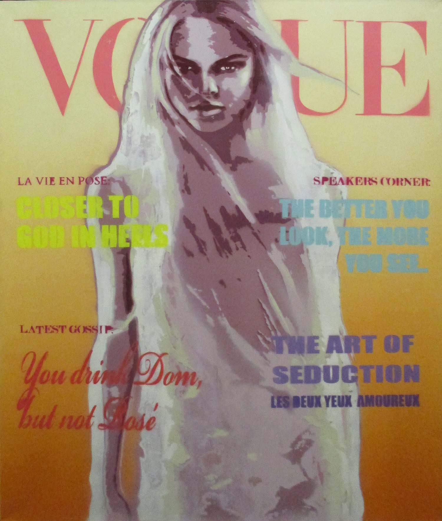 MAX WIEDEMANN 'Stine' (2010), iconic Vogue canvas, spray paint and oil, 152cm x 122cm.