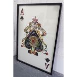DECOUPAGE OF THE ACE OF SPADES, framed and glazed, 145cm x 100cm.