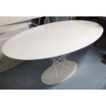 HABITAT DINING TABLE, oval top on metal rod base, 170cm L x 100cm W x 73cm H.