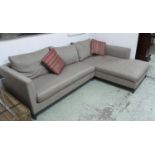 CAMERICH CRESENT CORNER SOFA, in beige upholstery on metal feet, 255cm x 190cm.