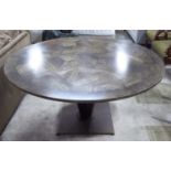 PROMEMORIA DINING TABLE MODEL 'BASSANO', the circular top on a bronze base, 150cm diam.